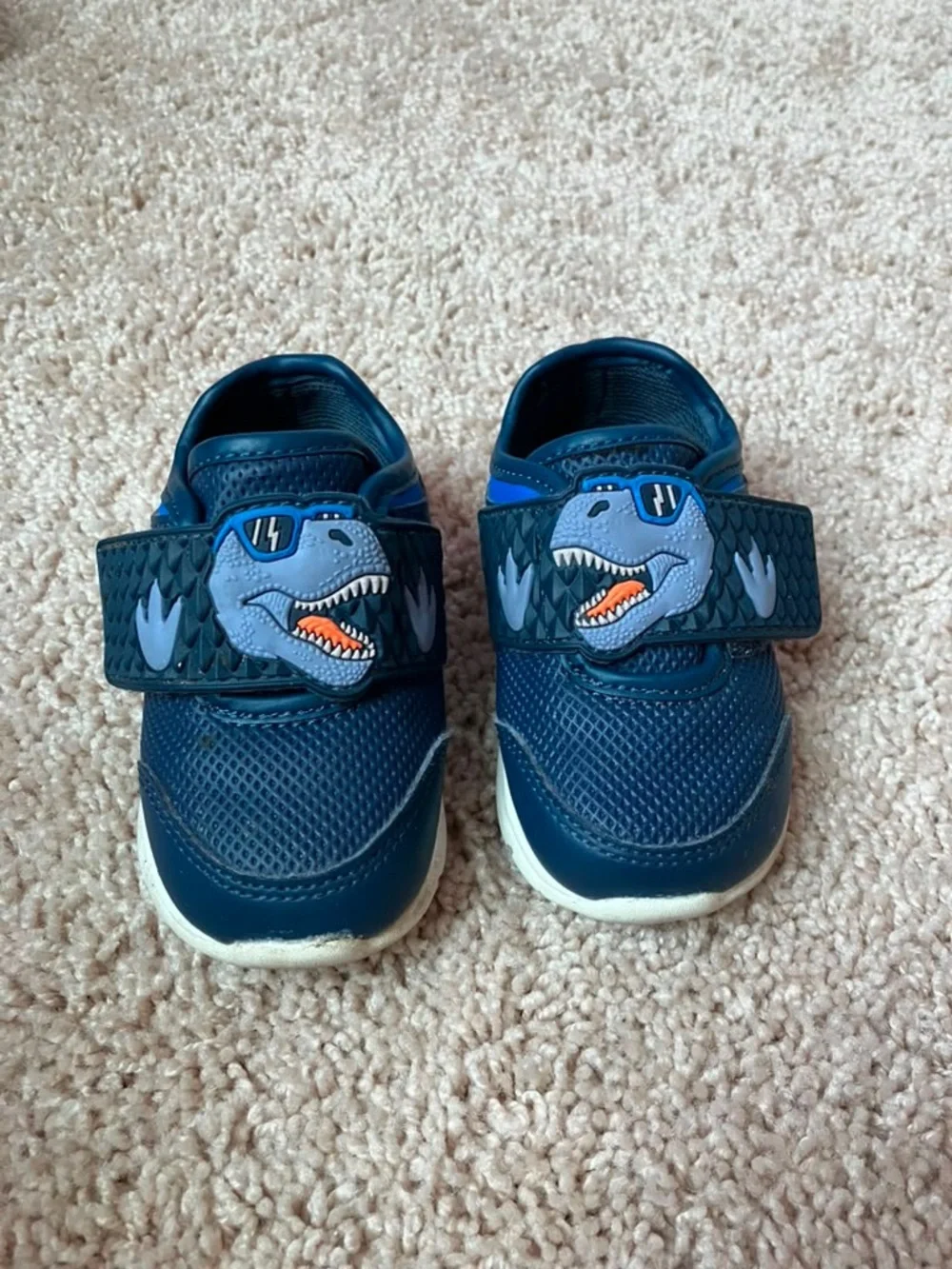 Carters Just one You Toddler Navy Blue Dinosaur Fall Hook-and-Loop Sneakers